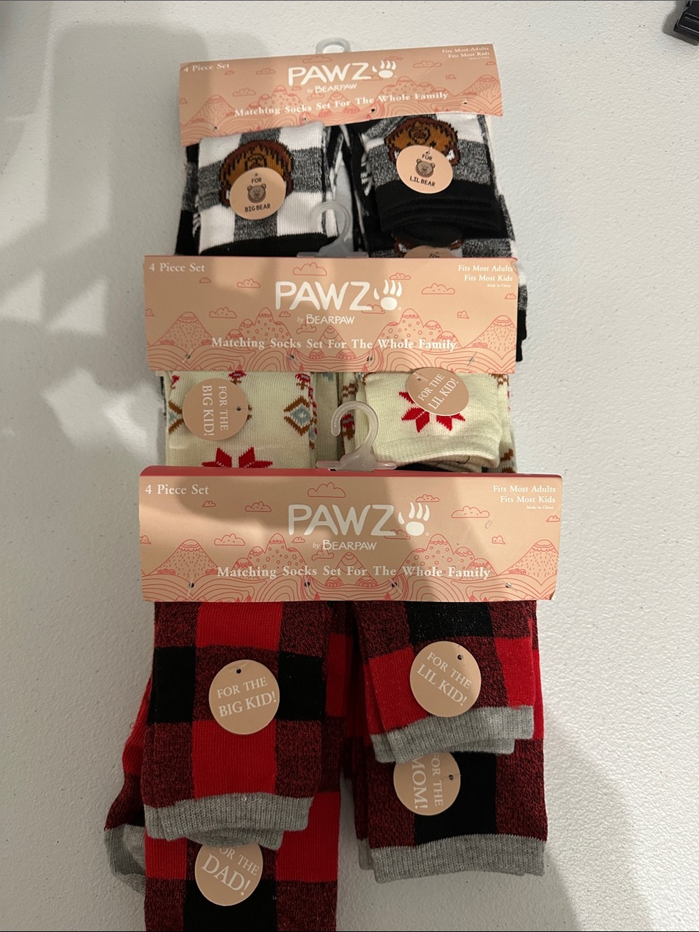 PAWZ family Buffalo Check Sock Set - Red, Black, Gray 3 sets!!!